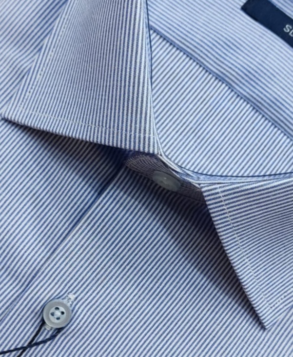 Πουκάμισο Μακρυμάνικο Σιέλ-Λευκό Slim Fit